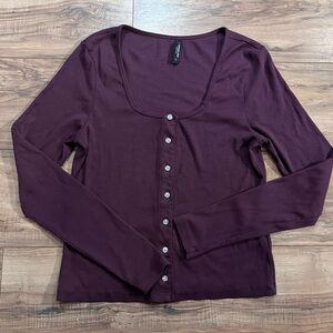 American Giant Women's Purple Button-Up Top (Italian plum)